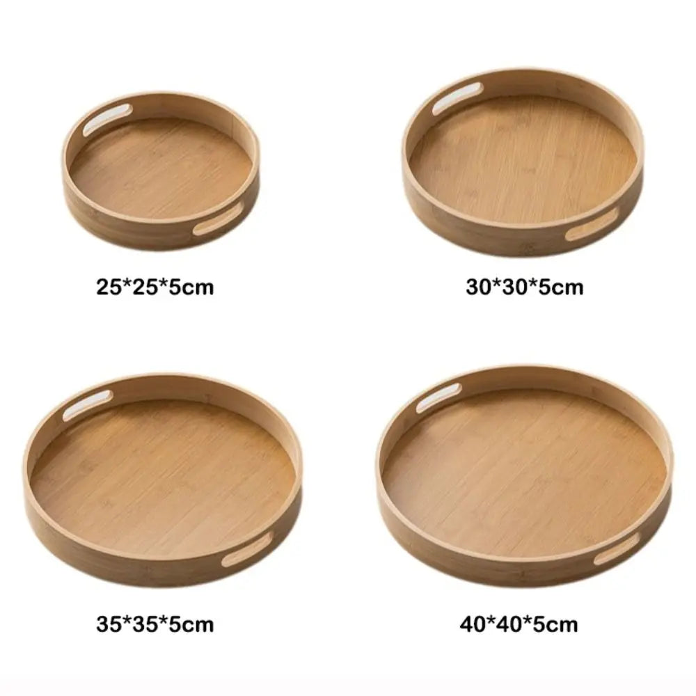 Round Wooden Serving Tray with Handle, 25 to 40 cm