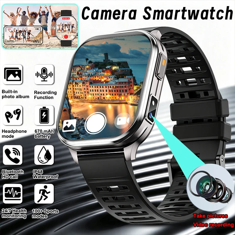 2026 Νew Smart Watch With Camera Men Women Photos Record Video Health Sports Fitness IP68 Waterproof Call Recording Smartwatches