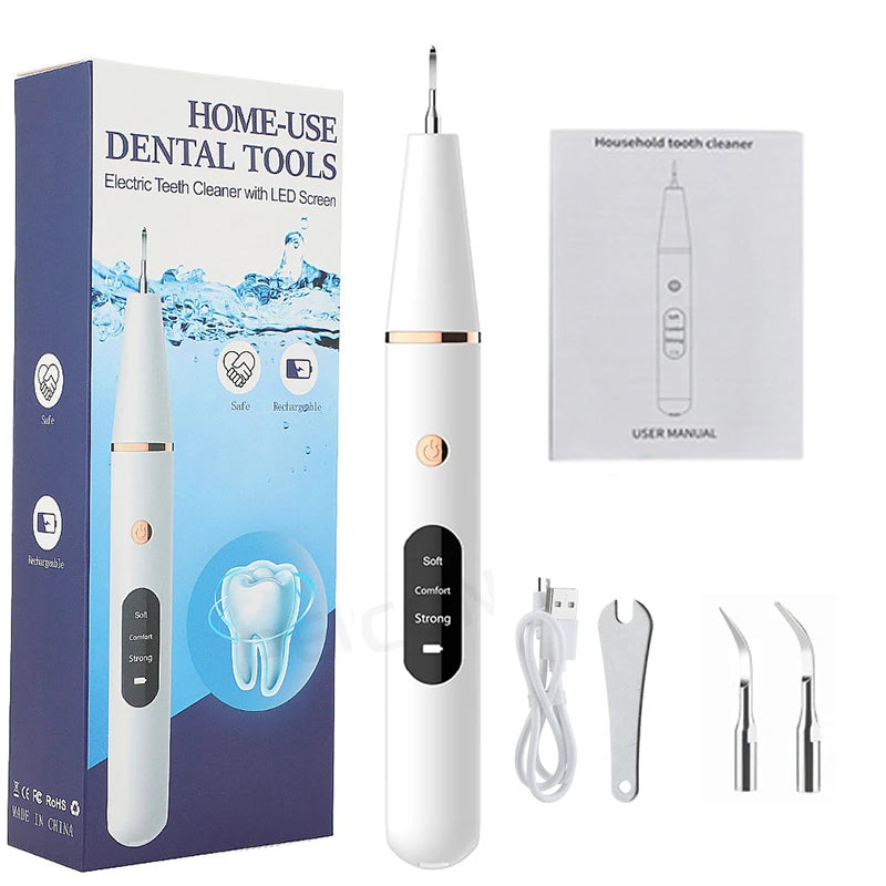Ultrasonic Dental Scaler For Teeth Tartar Stain Tooth Calculus Remover Electric Sonic Teeth Plaque Cleaner Dental Stone Removal 