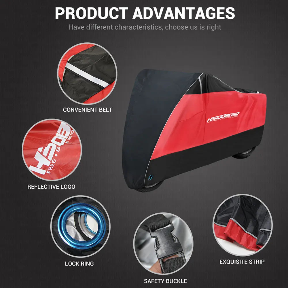 Motorcycle Cover Waterproof Moto Rain Cover Dustproof UV Protective Outdoor Indoor Motocross Scooter Motorbike Cover All Season 