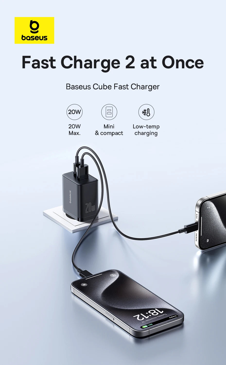 Baseus 20W USB Şarj Cihazı Çift Hızlı Şarj Girişli