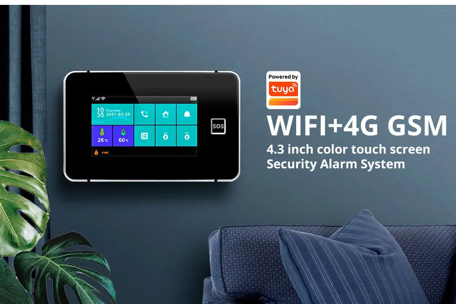 Desde España Entrega Kerui Sistema de Alarma 4G WiFi para Hogar Pantalla Táctil de 4.3 pulgadas Funciona con Tuya 433MHz Alarma de Burglar Seguridad
