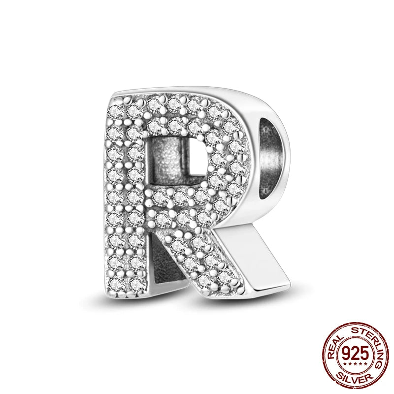 925 Sterling Silver Alphabet Bead Charm