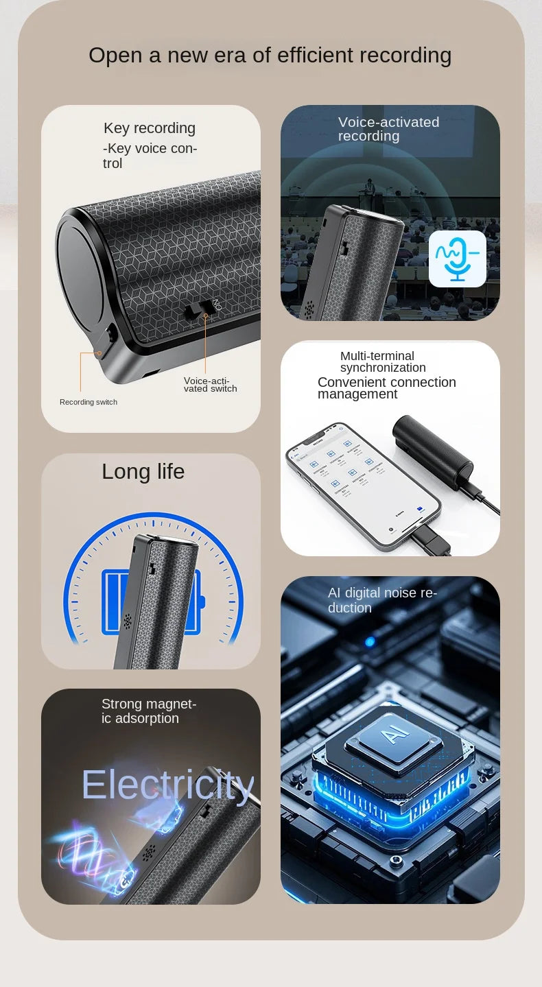 Voice Activated USB Recorder with 350H Recording & Magnetic Mount