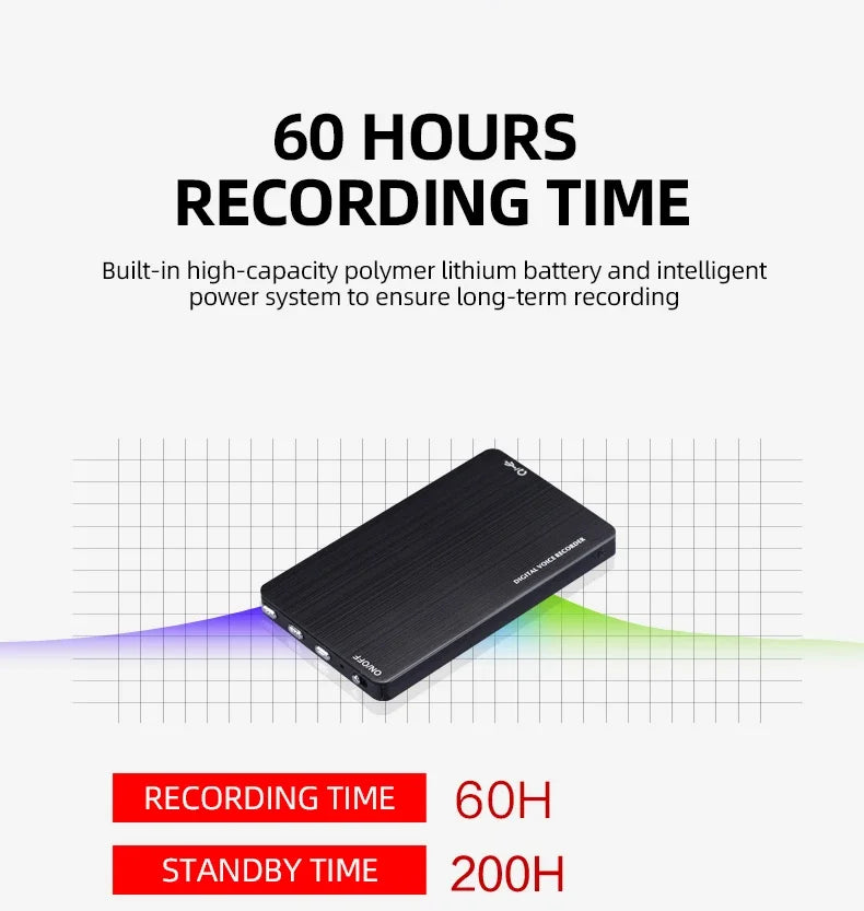 Carte d'enregistreur vocal ultra-mince activée par la voix avec enregistrement de 60H