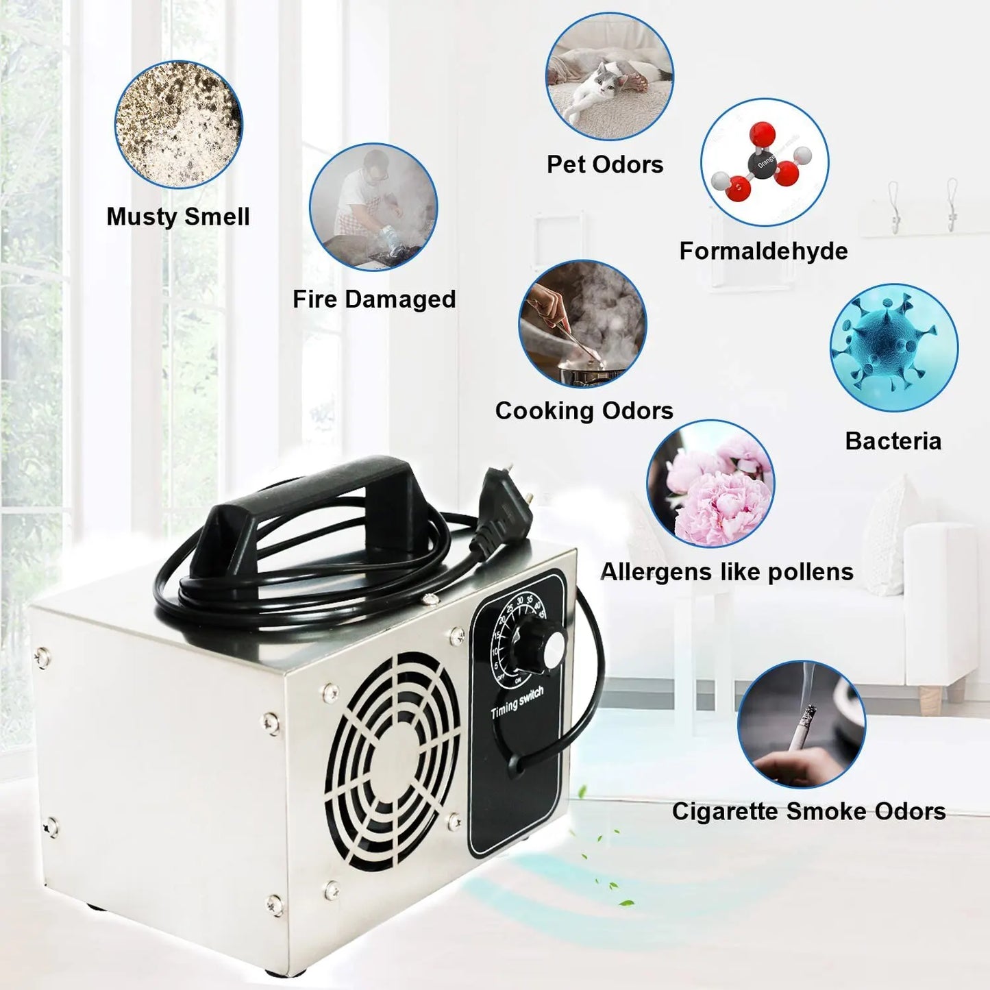 Air Purifier Ozone Generator 220V 60g Air Cleaner Ozono Disinfection Sterilization Ozonizer Cleaning Formaldehy