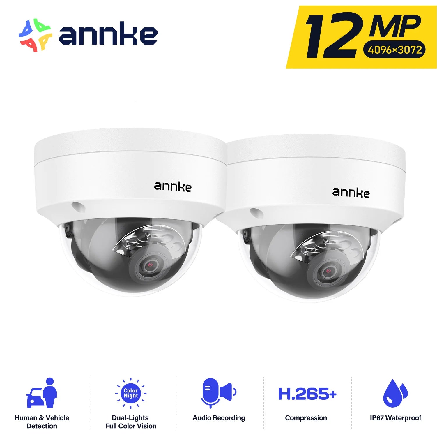 ANNKE 12MP Outdoor PoE Security Camera with Dual Light