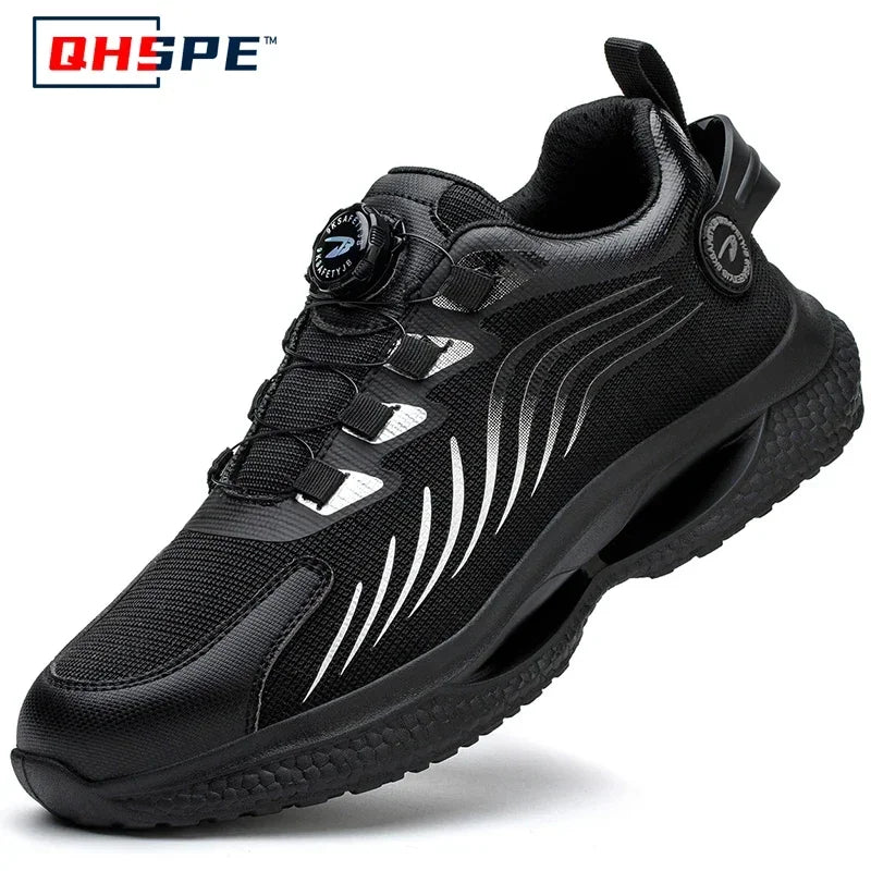 Rotating Button New Safety Shoes Men Anti-smash Anti-puncture Work Shoes Fashion Men Sport Shoes Security Protective Boots Men 