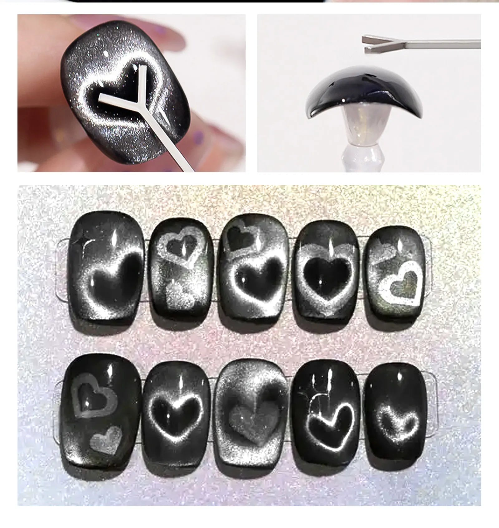 Y-Shaped Cat Eye Nail Polish Magnet Rod Combination Set Nail Art DIY Love Heart Effect Gel Polish Magnet Rod Tool Set 