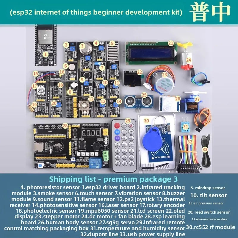ESP32 IoT Development Kit with Sensors and Modules