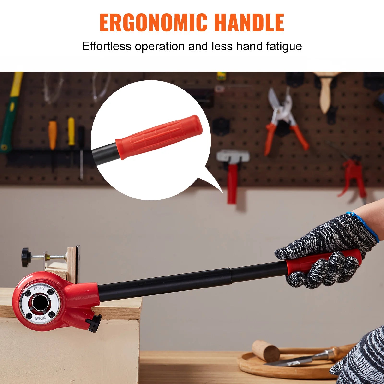 Manual Ratcheting Pipe Threader Kit with 3 NPT Sizes 1/2-1 Inch