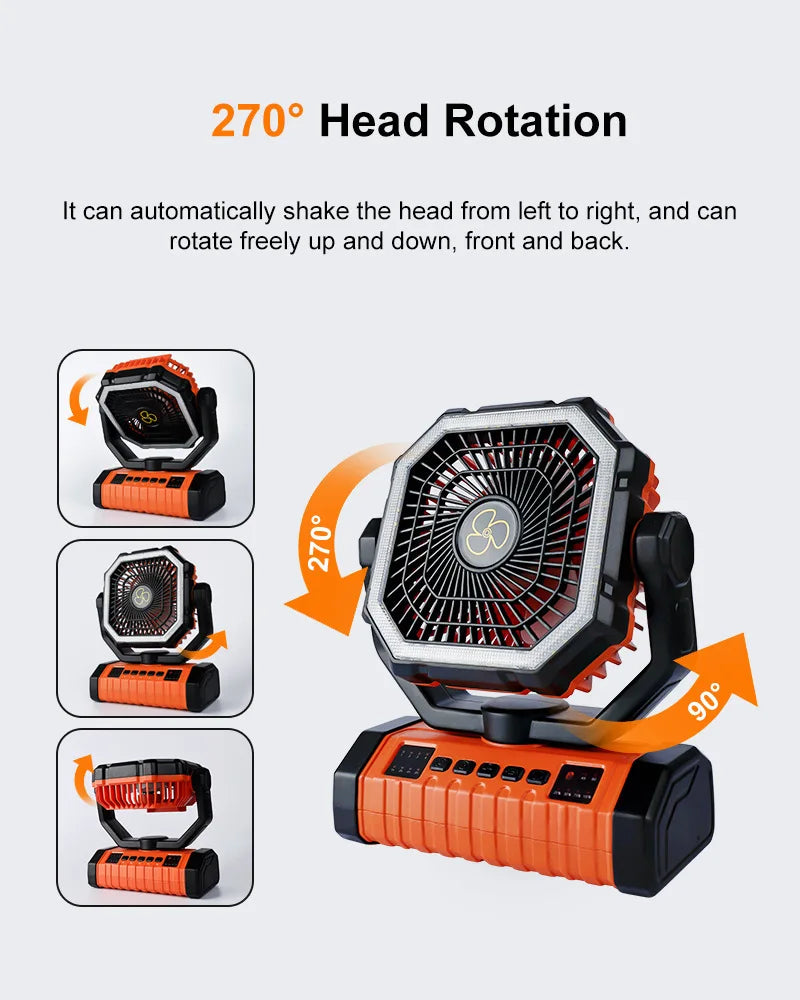 20000mAh Rechargeable Portable Fan with LED Light