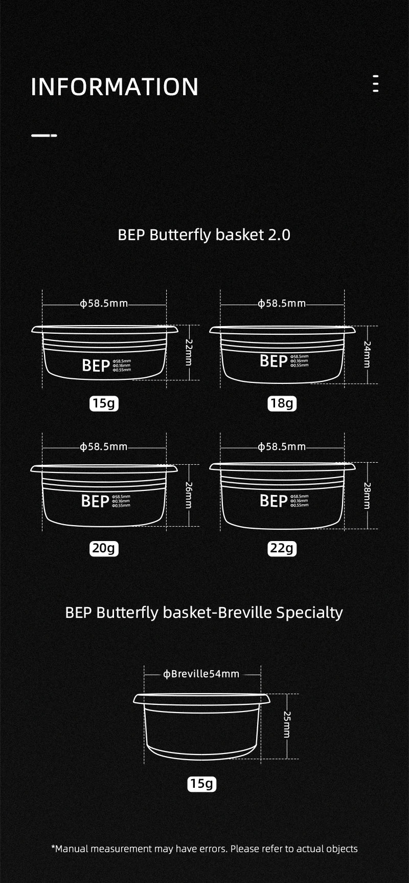 Espresso Filter Basket 15g Double-Layer Stainless Steel