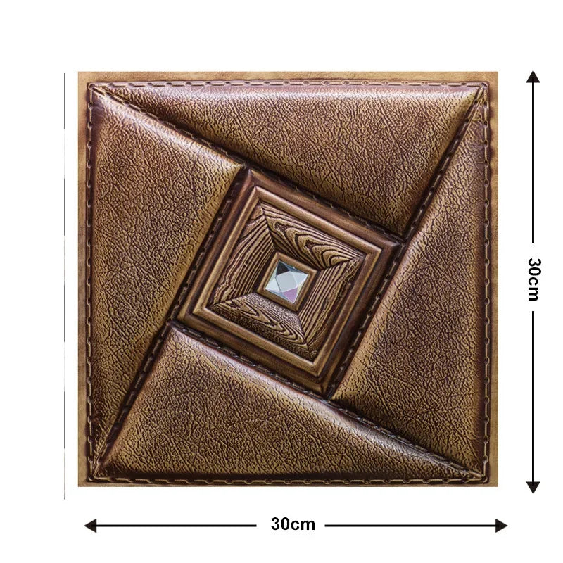 10Pcs 3D Self-Adhesive Wall Stickers 30x30cm Waterproof PVC Wallpapers Removable Wall Art Murals for DIY Home Living Room Decor 