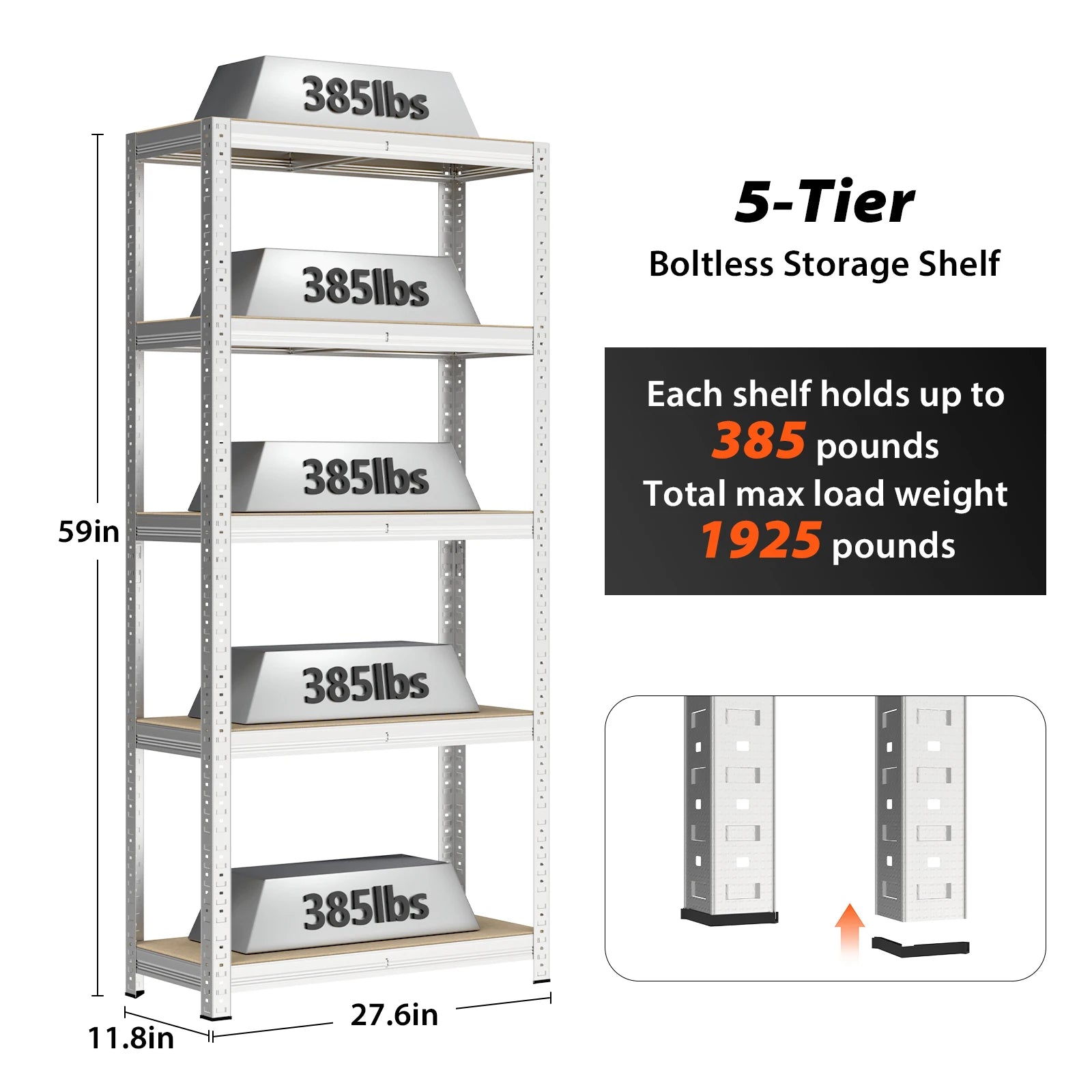 DayPlus 5‑Tier Boltless Garage Shelving Unit