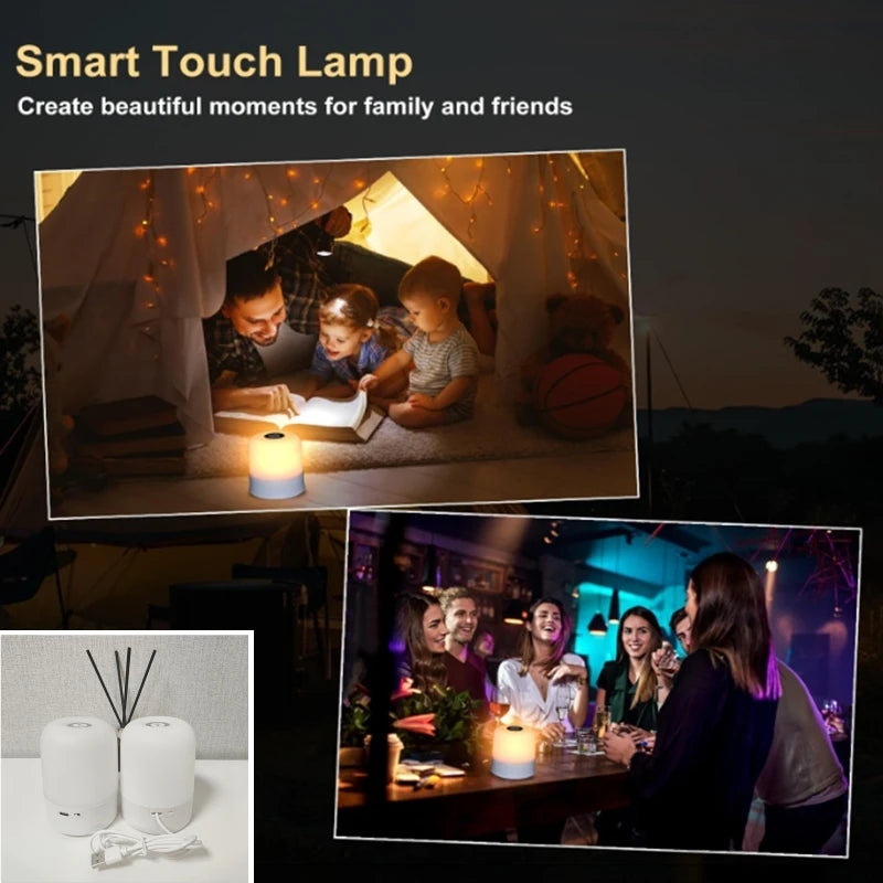 Candeeiro de mesa de cabeceira LED regulável por toque e alimentado por USB