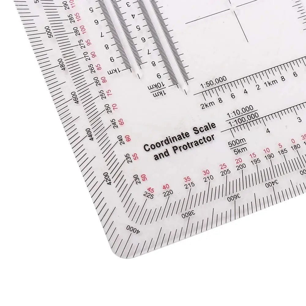 Acrylic Map Protractor and Coordinate Ruler