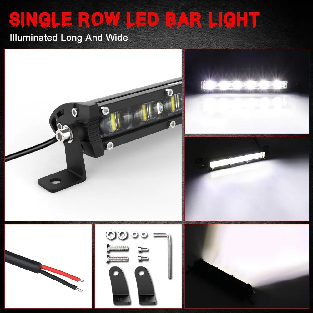 NAOEVO 4x4 Off road Led Light Bar Super Slim 120W 12V 24V 7 12 inch Driving Fog LED Work Lamp For Auto ATV SUV Tractor Boat Jeep