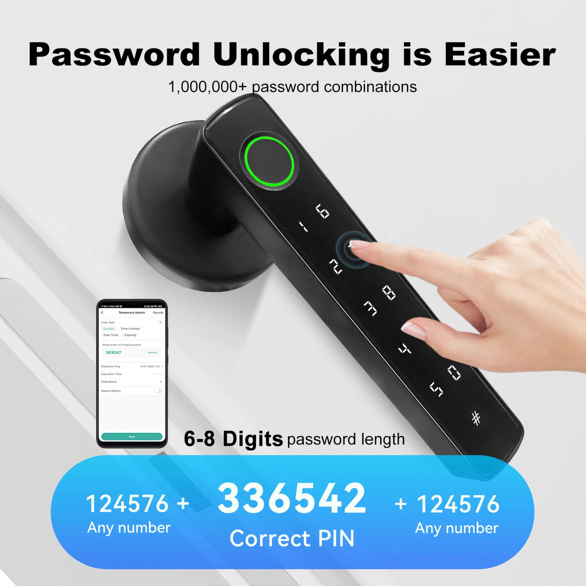 Tuya Bluetooth Fingerprint Door Handle Lock