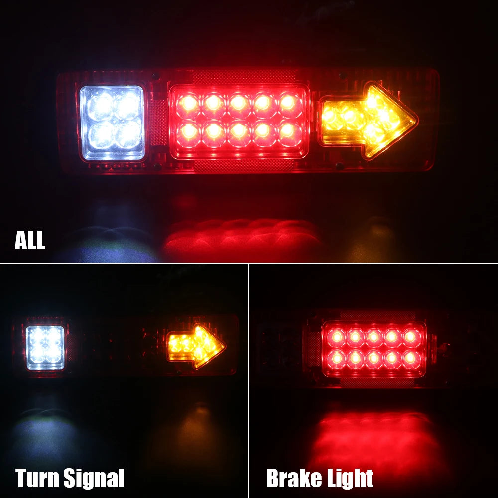 19LED Tail Lights Reversing Stop Brake Indicator 12V 24V For Trailer Lorries Truck Taillights Turn Signal Lamp Car Accessories 