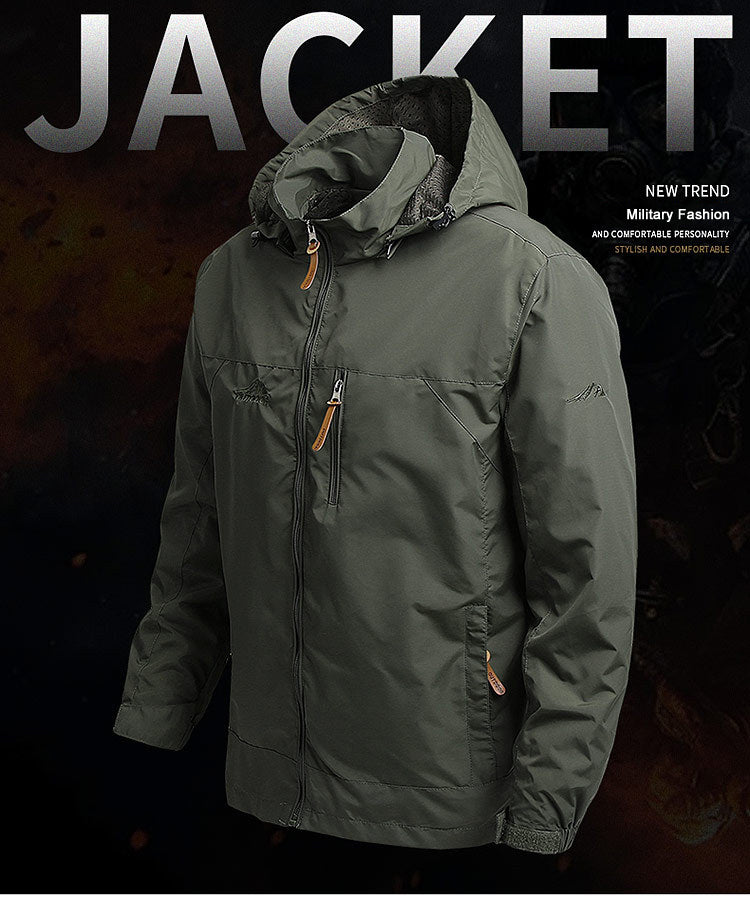 Windbreaker Men Tactical Jacket Waterproof Outdoor Hooded Coat Sports Military European Size S-5XL Field Climbing Thin Outwear 