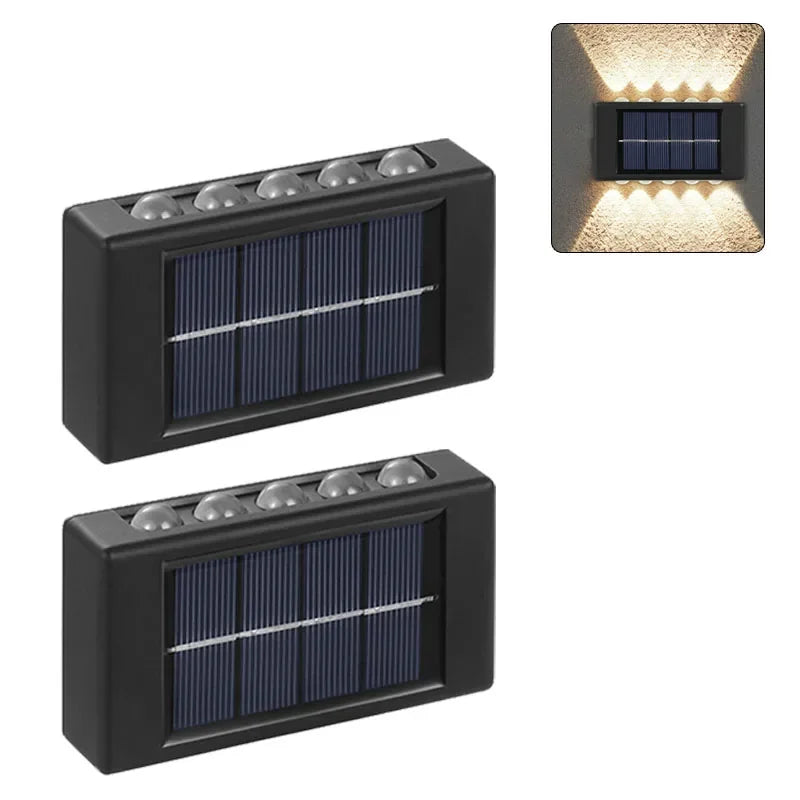 Solar Wall Light, IP65, 6 or 10 LED, White or Warm