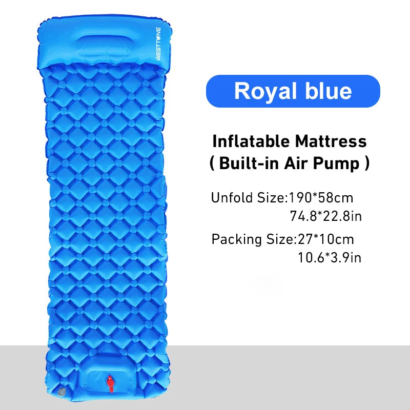 Inflatable Camping Mattress with Built-In Pump and Pillow
