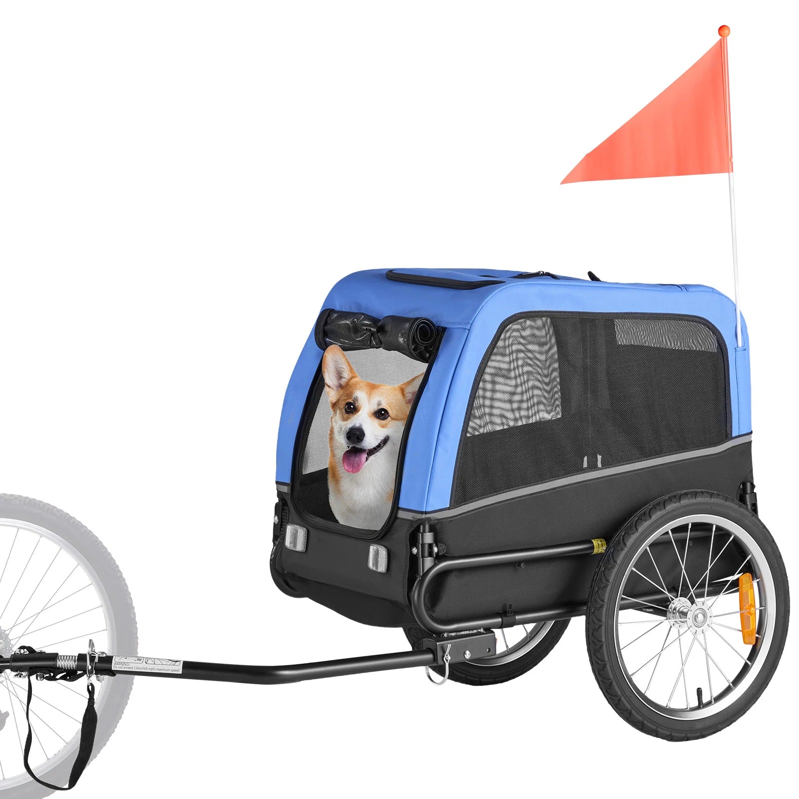 SucceBuy 66/88 lbs Dog Bike Trailer Easy Folding Frame Pet Cart Bicycle Carrier with Coupler & Reflector for Small & Medium Dogs
