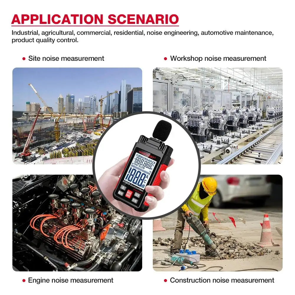 HABOTEST HT602A Sound Level Meter Digital Handheld DB Meter HT602B Noise Audio Level Meter 30-130dB Decibels Mini Sound Meter