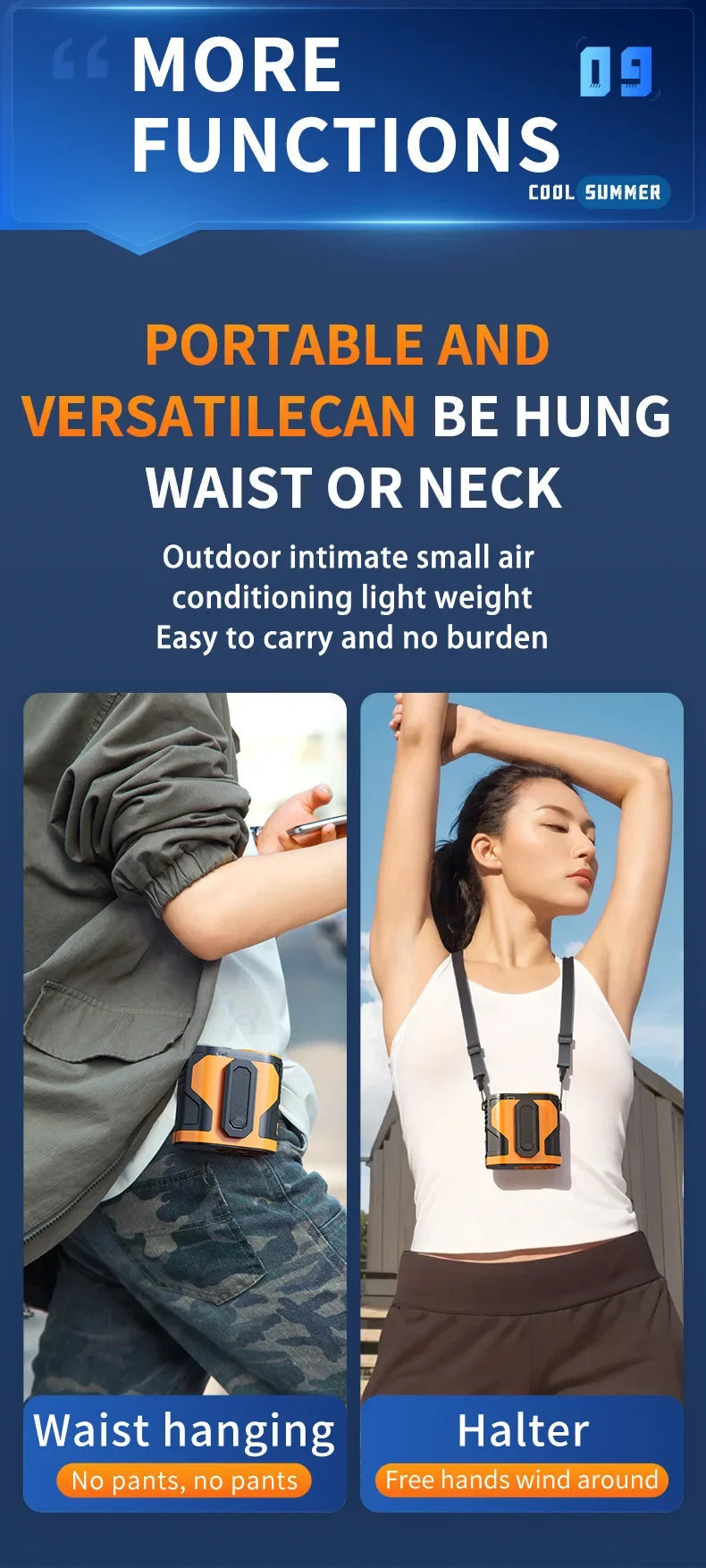 Xiaomi 2025 Waist-hanging Fan High-speed Portable Waist-clip Outdoor Construction Site Cool Down USB Mini Neck-hanging 