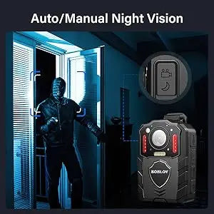 BOBLOV KJ25 1080p Action Camera 3000mAh Support 13Hrs Recording Bodycam Night Vision Mini Camerab Police Camera Pet Walking