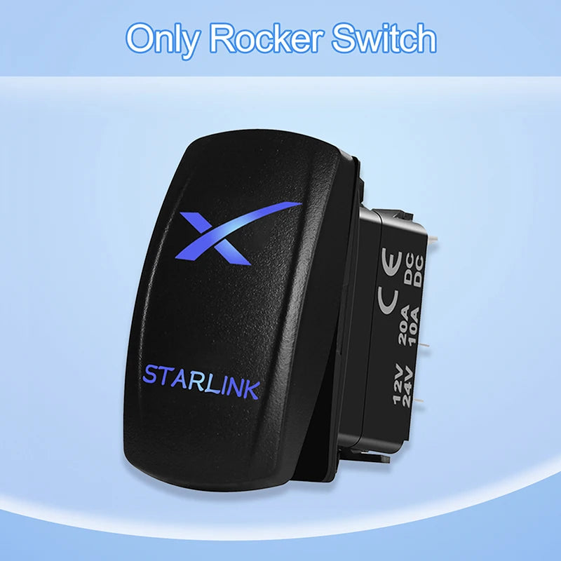 Interruttore a bilanciere SPST a 5 pin con etichetta Starlink e LED blu