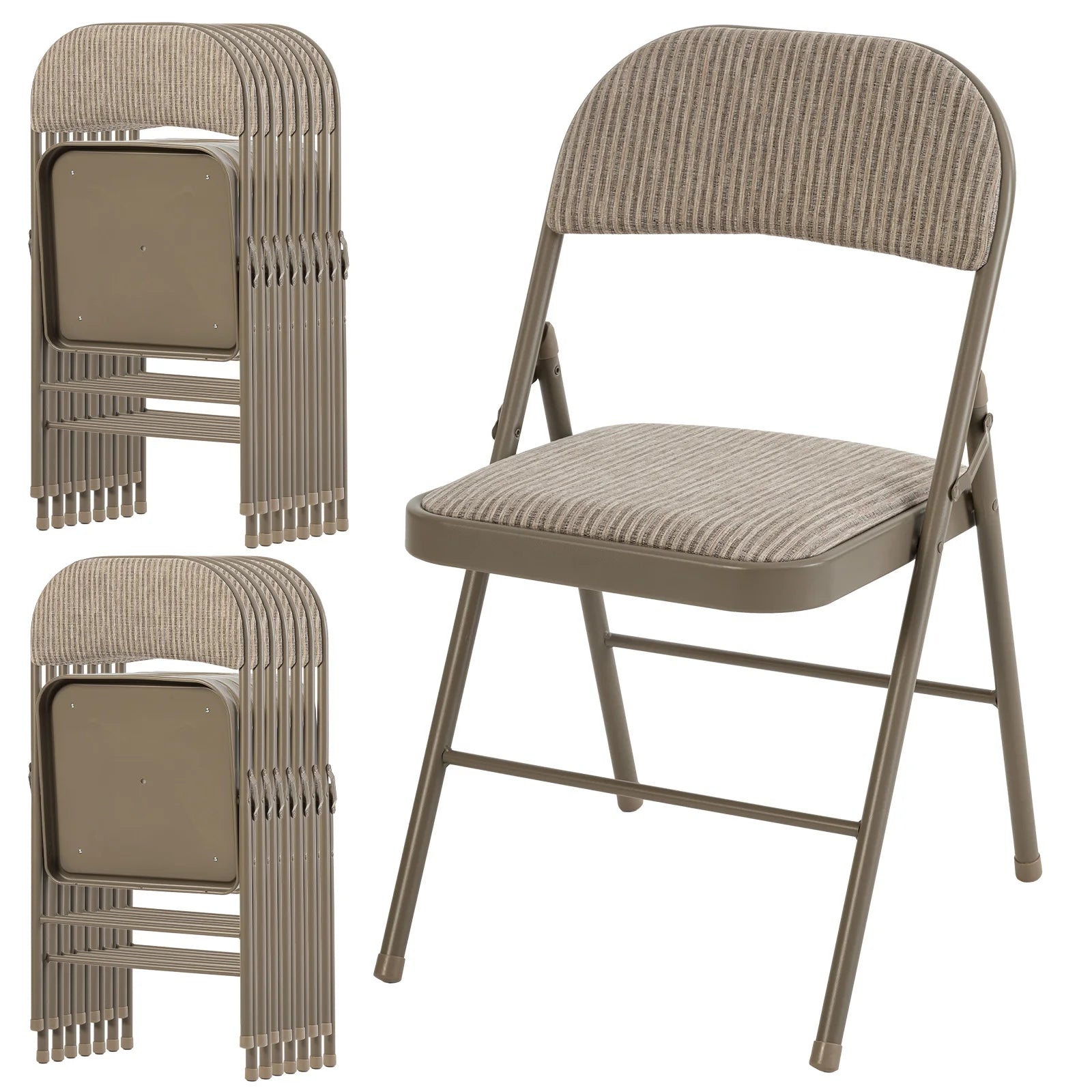 Fabric Folding Office Chairs Set of 2 with Padded Cushion and Steel Frame
