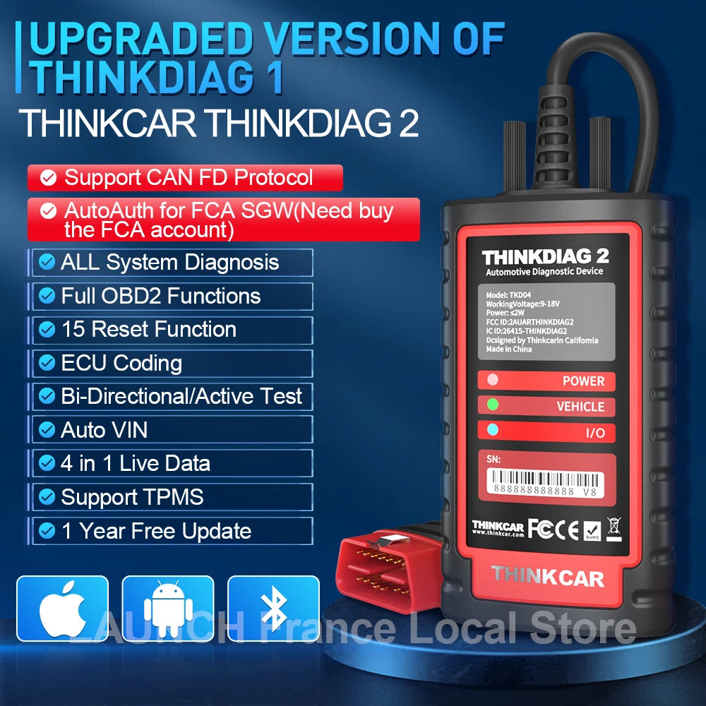 Thinkdiag 2 σαρωτής διάγνωσης OBD2 με CAN FD και κωδικοποίηση ECU