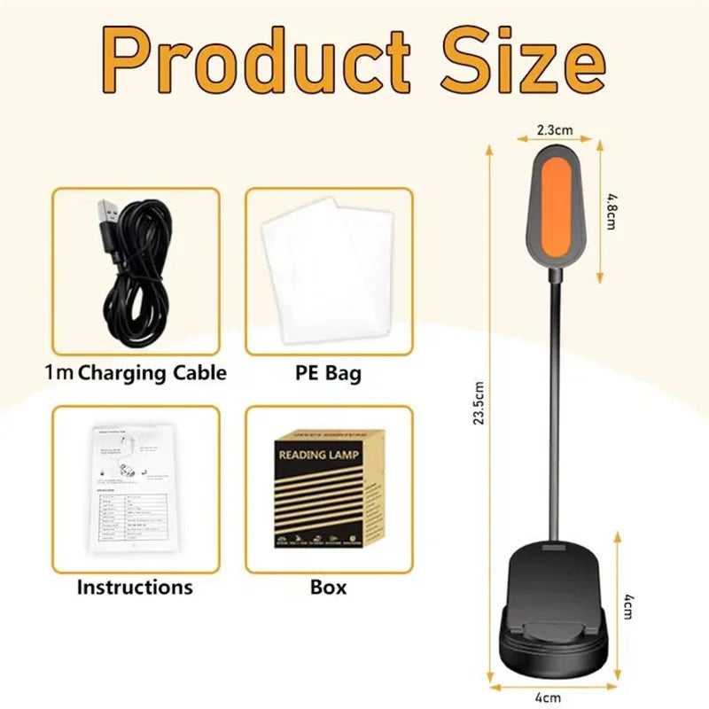Rechargeable Amber Clip-On Book Light, 1600 K
