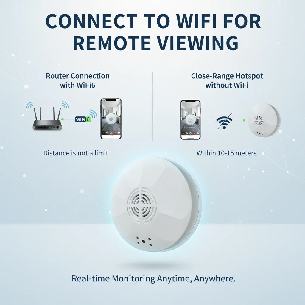 Μίνι Κάμερα Ασφαλείας 1080P HD, WiFi Απομακρυσμένη Προβολή, Ανίχνευση Κίνησης & Εγγραφή, Τοποθέτηση στην Οροφή για Οικιακή/Επαγγελματική/Ξενοδοχειακή Εσωτερική Χρήση