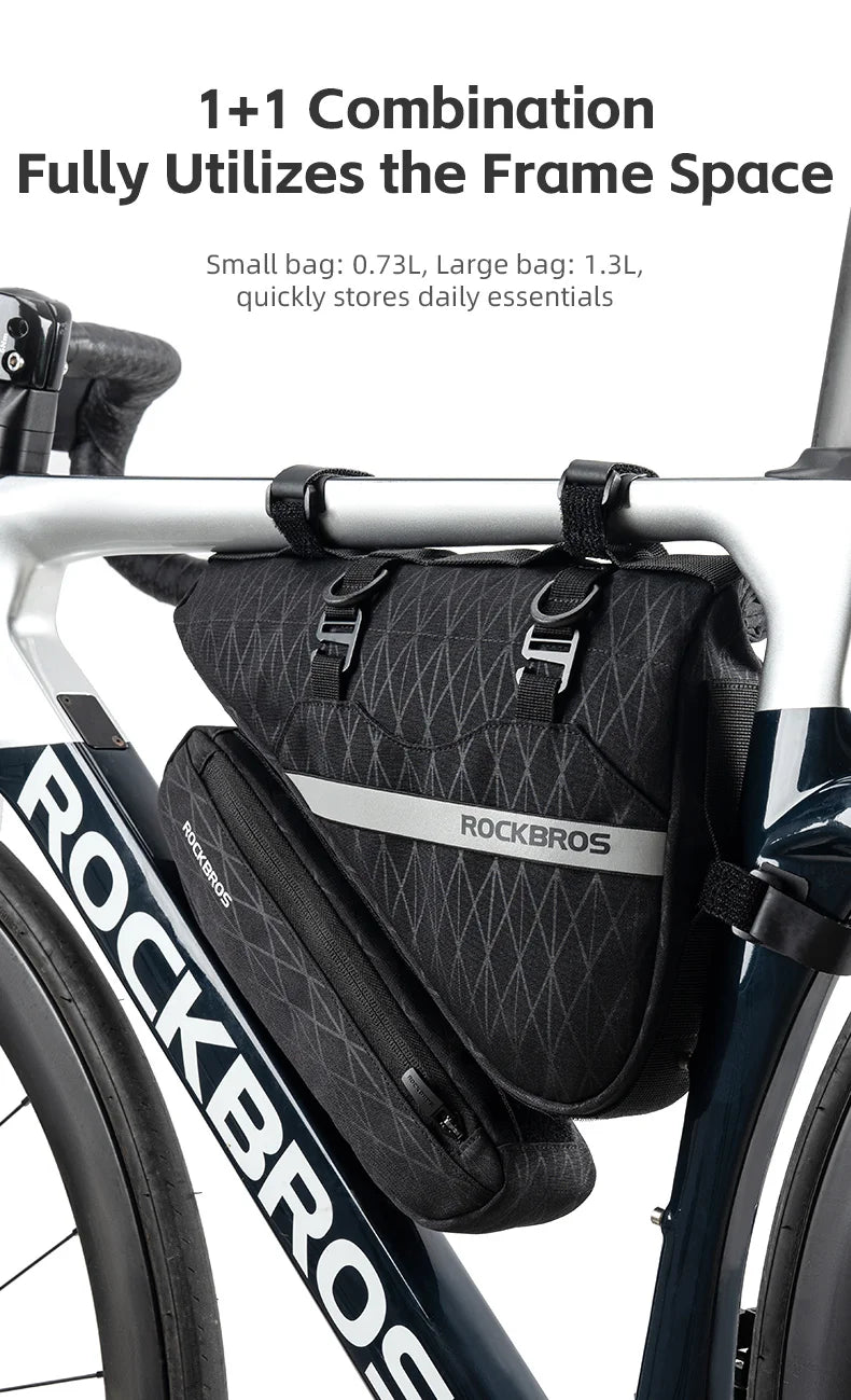 Waterproof Bicycle Triangle Bag 2-in-1 Detachable Bike Storage Pack