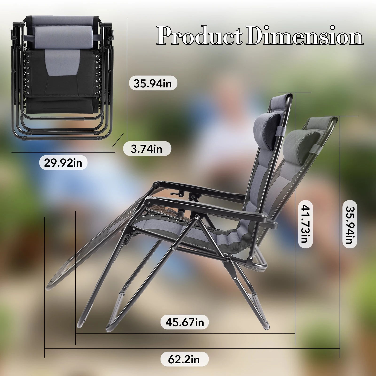 Oversized Zero Gravity Reclining Chair with Cushion & Cup Holder