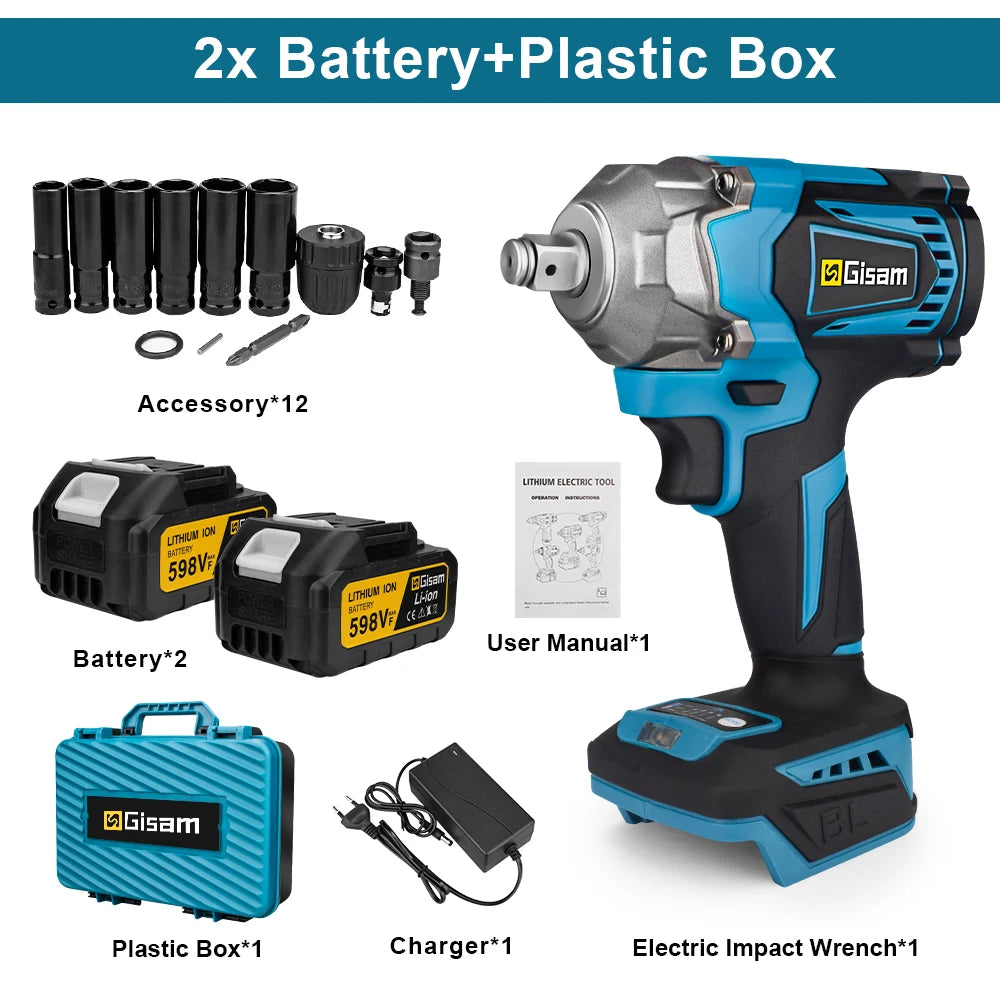 Brushless Electric Impact Wrench Compatible with Makita 18V Batteries