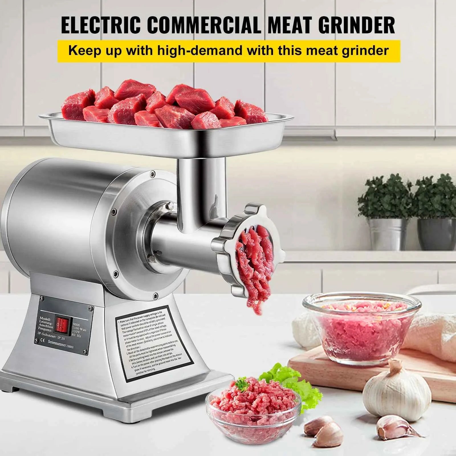 Electric Meat Grinder 550 lbs/h Stainless Steel Mincer