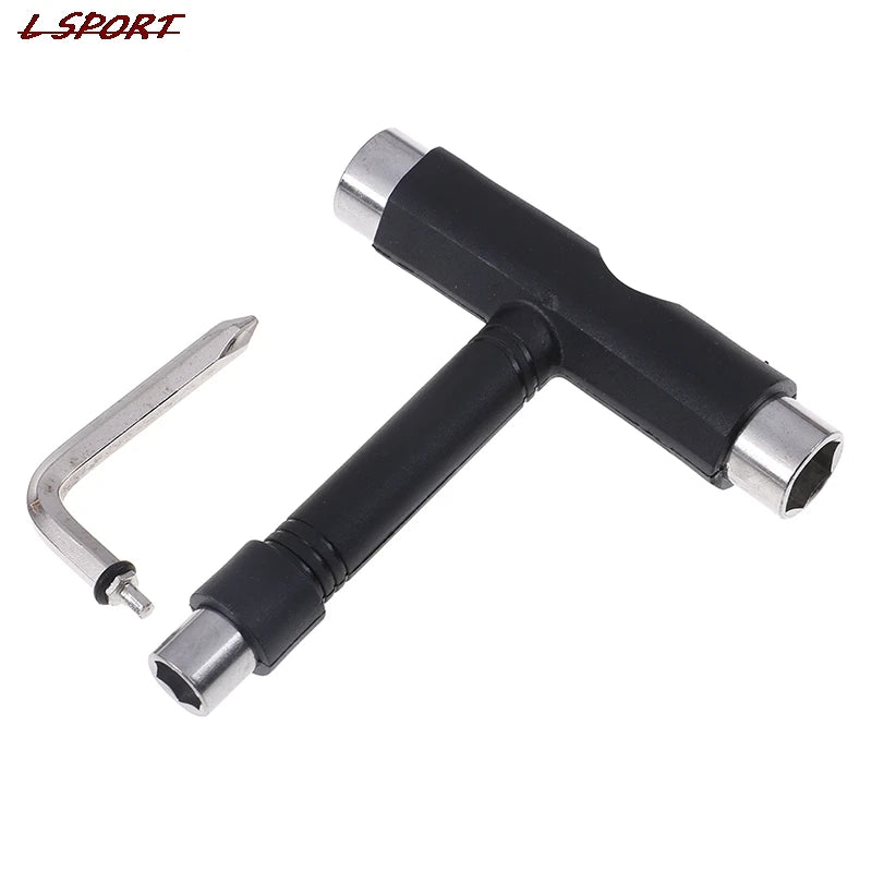 Skateboard T-Tool with Three Sockets and Screwdriver