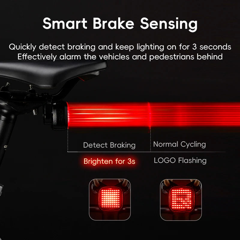 Smart Bike Rear Light with Brake Sensing & Sync Mode