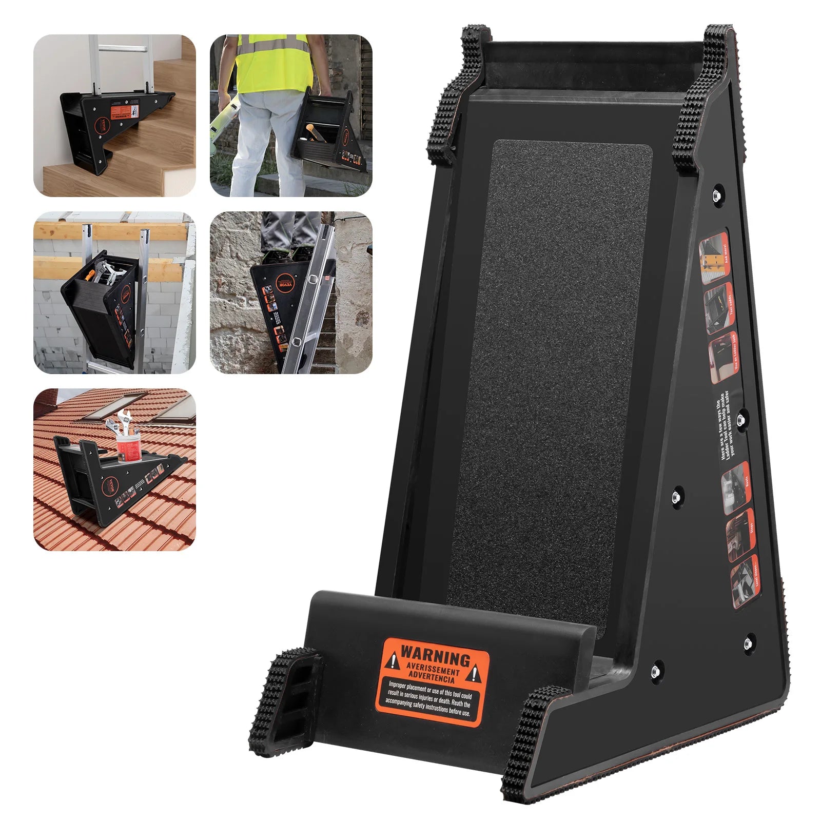 SucceBuy Ladder Levler 380lbs Carico PP Strumento di livellamento per scale Rampino per scale a gradini Stabilizzatore con vano di conservazione Facile da usare Stabile