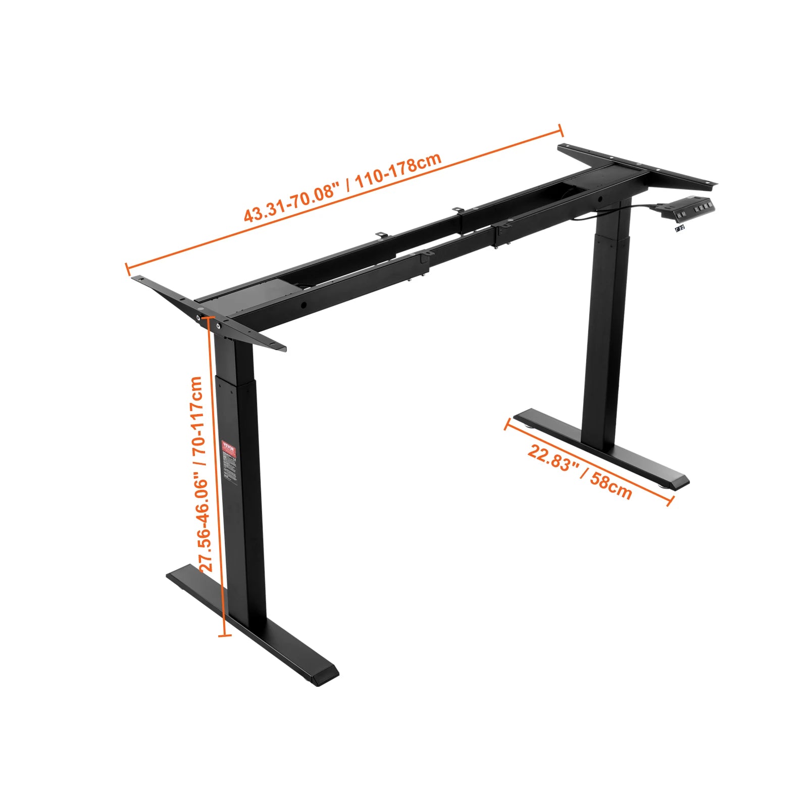 Cadre de bureau debout SucceBuy électrique, tréteaux de bureau ergonomique ajustable pour ordinateur, base de poste de travail DIY pour maison/bureau, noir et blanc