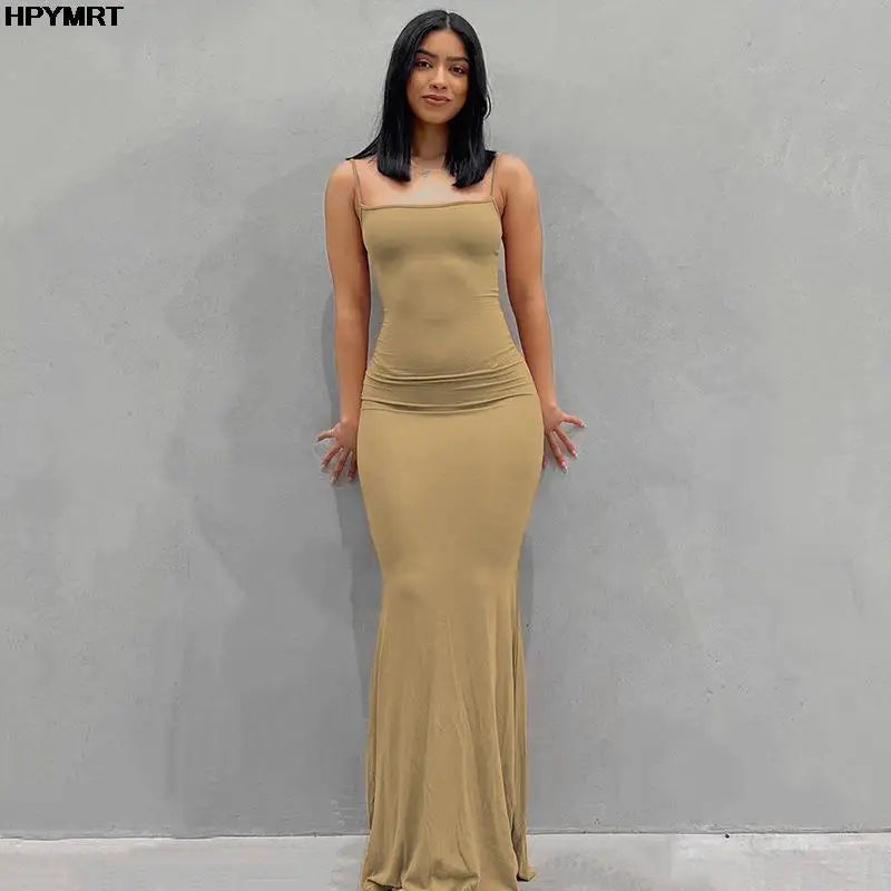Satin Slip Sleeveless Backless Slim Sexy Maxi Dress 2022 Spring Women Party Y2K Concise Bodycon Elegant Dresses Female Clothing 