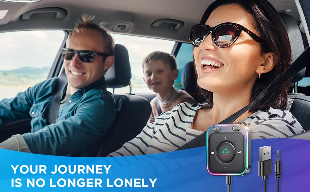 Joyroom Bluetooth 5.4 Car Adapter With Dual Mics Noise Cancellation AUX Bluetooth Wireless Receiver Car Kit Plug-and-Play 