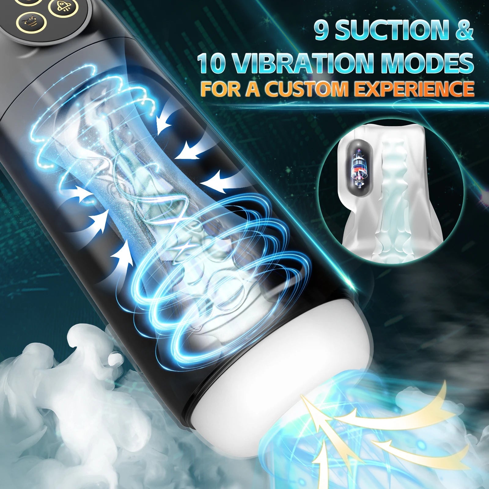 Automatic Sucking Male Masturbator Vibration Blowjob Machine Masturbation Cup With 9 Suction&10 Vibrating Modes Sex Toys for Men 