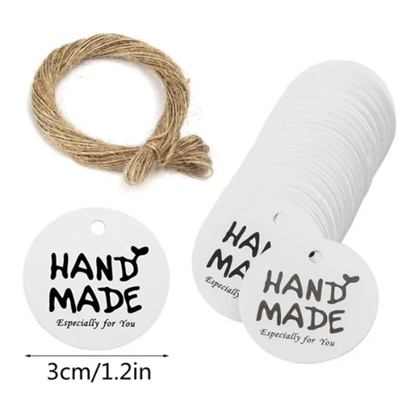 Ručne vyrobené ďakovné darčekové štítky – sada 100 kusov kraftového papiera