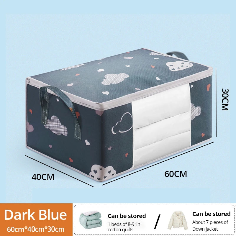 1pc Large Capacity Clothes Storage Bag Organizer With Reinforced Handle For Blankets Bedding Foldable With Zipper Storage Bag 