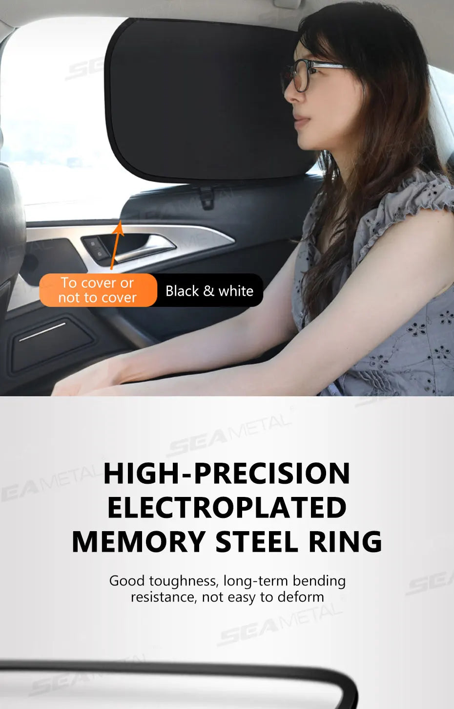 SEAMETAL Electrostatic Curtains for Car Side Window 4-Layer Sun Protection Cover Foldable Car Sun Shade 99.9% UV Ray Blocking